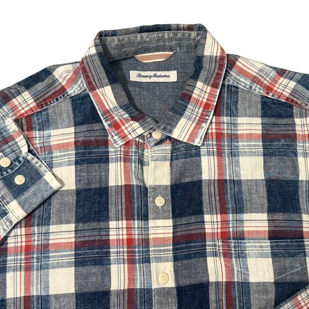 Tommy Bahama Mens XL‎ Plaid Button Up Long Sleeve Shirt Casual